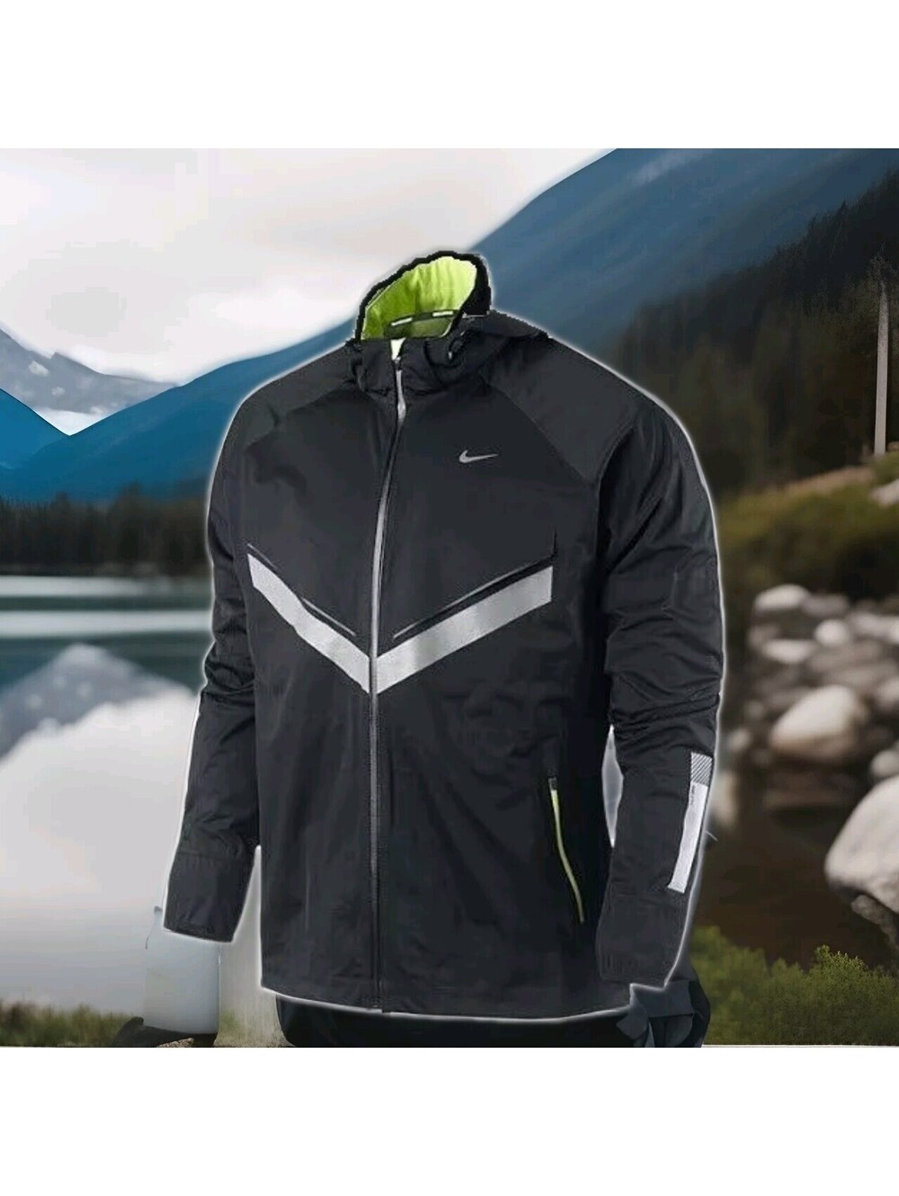 Nike Vapor 5 World Record Running Jacket Men XL Black Volt 465389 Vented Reflect